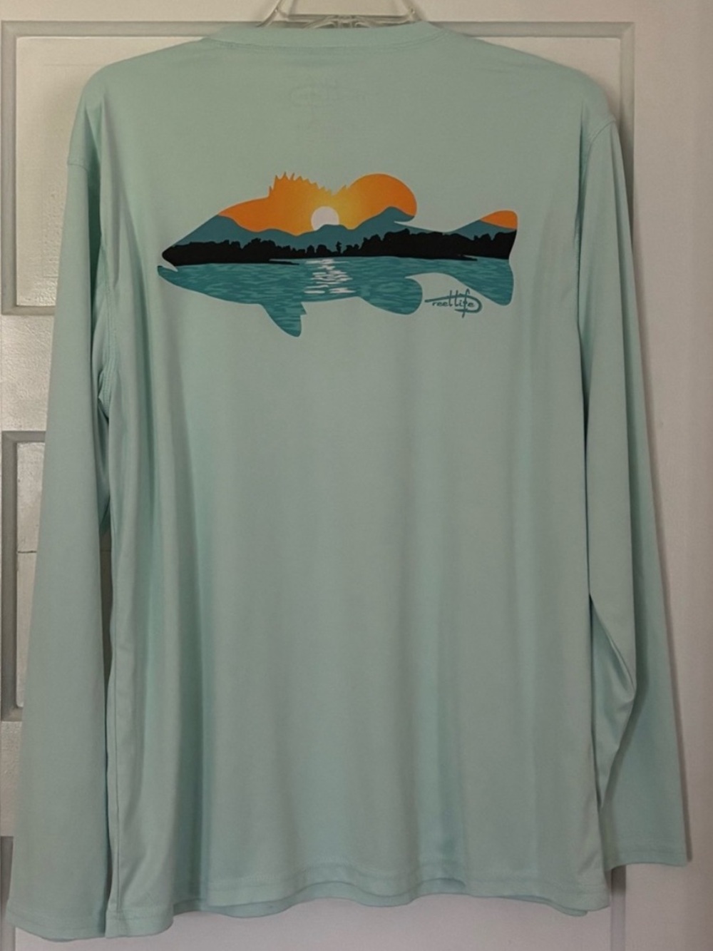 Reel Life Men's Aqua Long Sleeve Tee